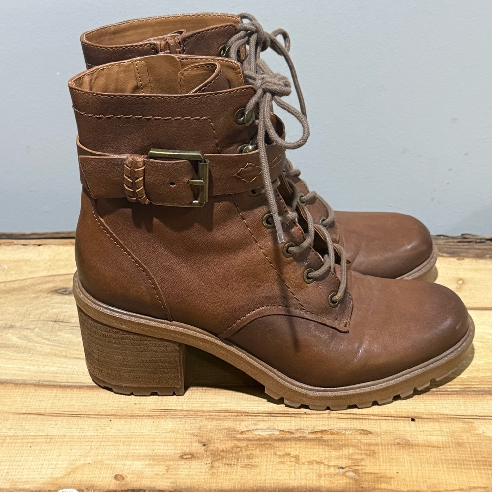 ZODIAC Gemma Leather Size Zip Lace Up Combat Riding Boot 8.5 B17B - Picture 7 of 11